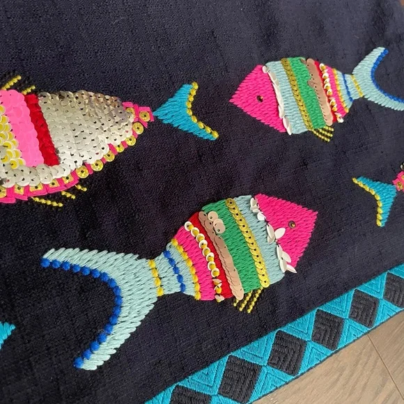 Talbots Dress size 10 Women A Line Tweed Sequins Multicolor Embroidered Fish - Picture 4 of 8